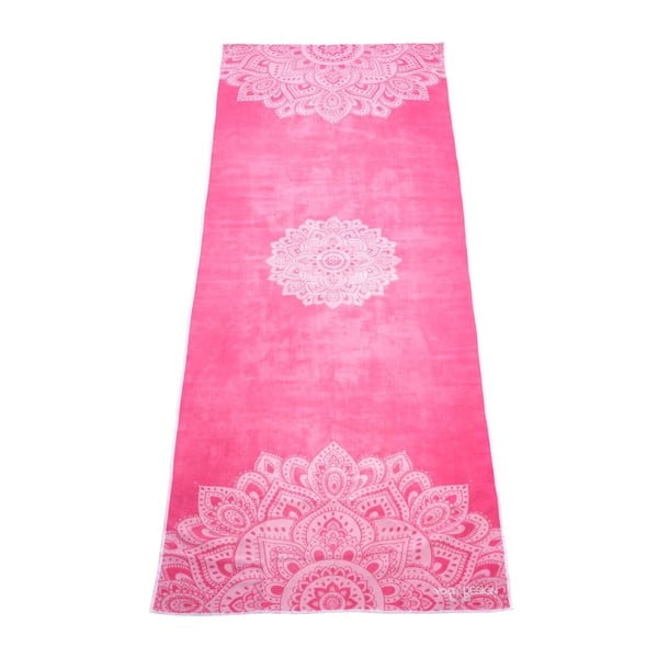 Růžový ručník na jógu Yoga Design Lab Hot Mandala, 340 g