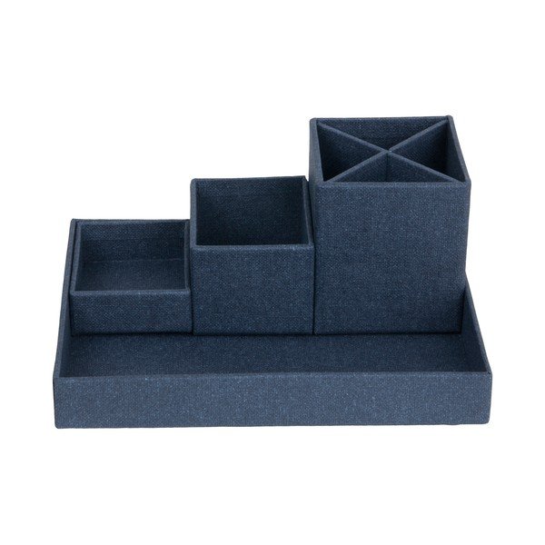 Тъмносин органайзер за бюро от 4 части Lena - Bigso Box of Sweden-image-3