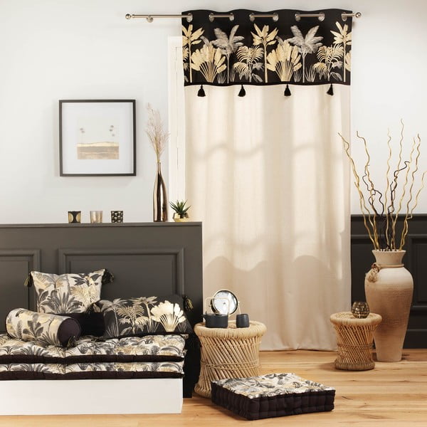 Завеса в черен и бежов цвят 140x240 cm Karaba – douceur d'intérieur-image-2