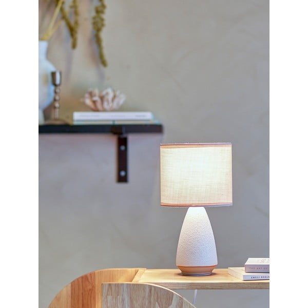 Настолна лампа с текстилен абажур в бял и бежов цвят (височина 27,5 cm) Paprica – Bloomingville-image-2