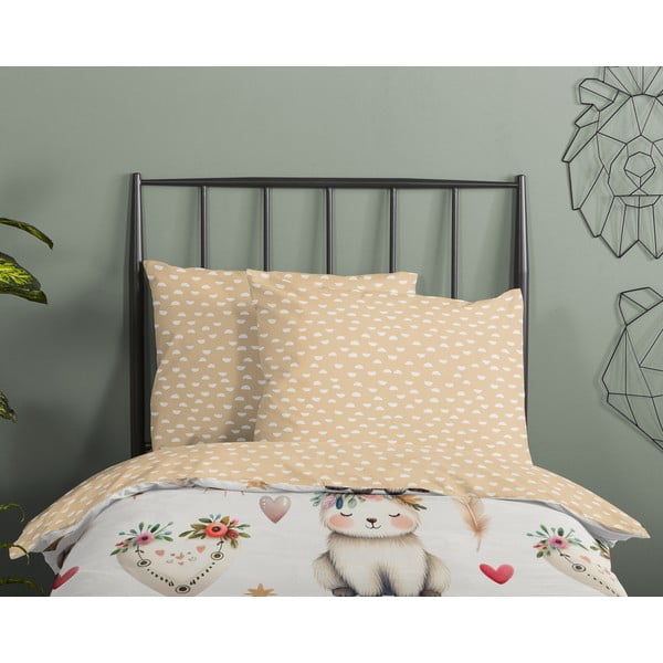 Бежово единично  памучно детско спално бельо 140x200 cm Luz – Good Morning-image-2