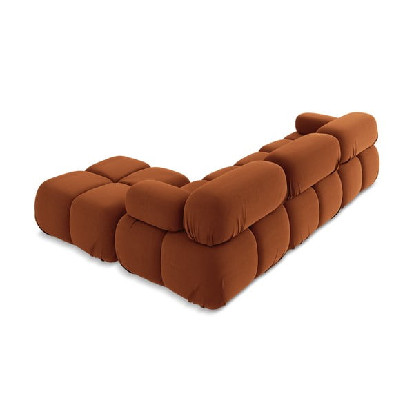 Оранжев кадифен модулен ъглов диван Lokua – Makamii-image-4