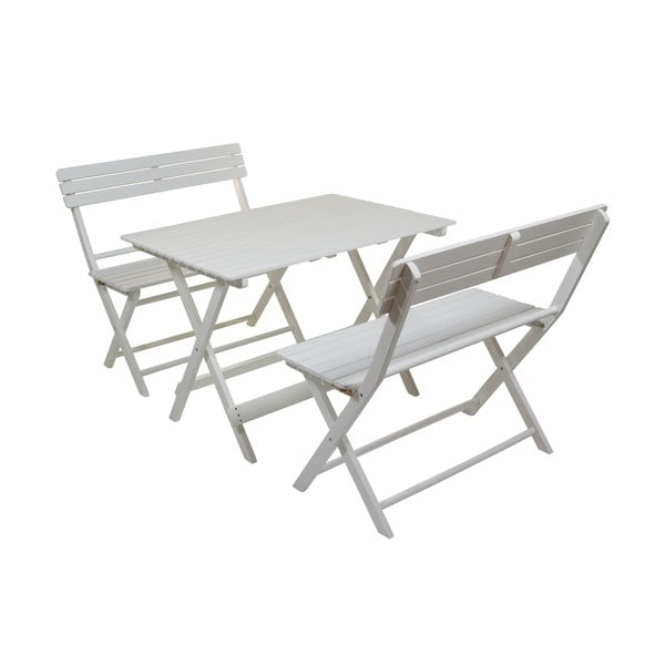 Комплект от 2 бели стола и маса, изработени от тополова дървесина - Santiago Pons