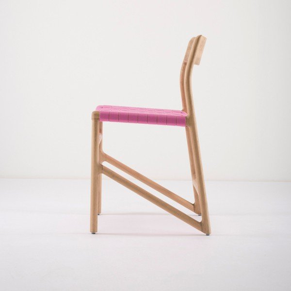 Jídelní židle z masivního dubového dřeva s růžovým sedákem Gazzda Fawn-image-1