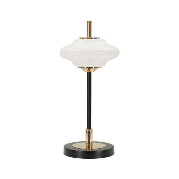 Бяла/черна настолна лампа със стъклен абажур (височина 46 cm) Vintage – Mauro Ferretti