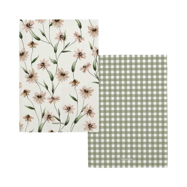 Памучни кърпи в комплект от 2 броя 50x70 cm Tinny bloom - Happy Friday