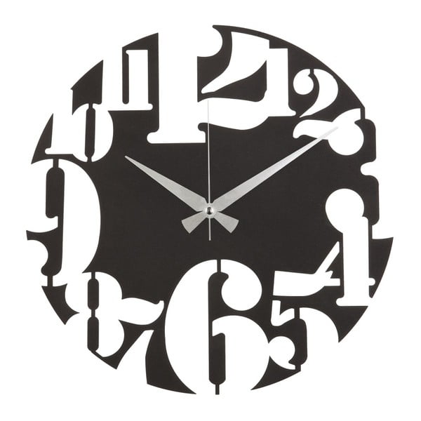Метален стенен часовник Числа, ø 50 cm - Unknown