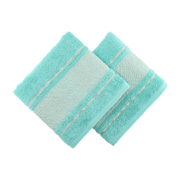 Sada 2 modrozelených ručníků Fance, 30 x 50 cm