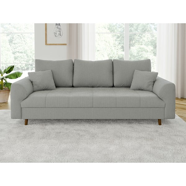 Светлосив диван от рипсено кадифе 210 cm Ariella – Ropez-image-1