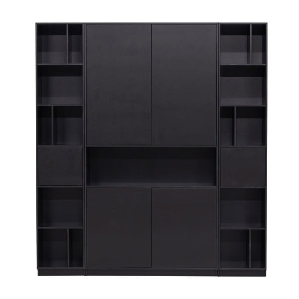 Черна модулна библиотека от масивен бор 190x210 cm Finca – WOOOD