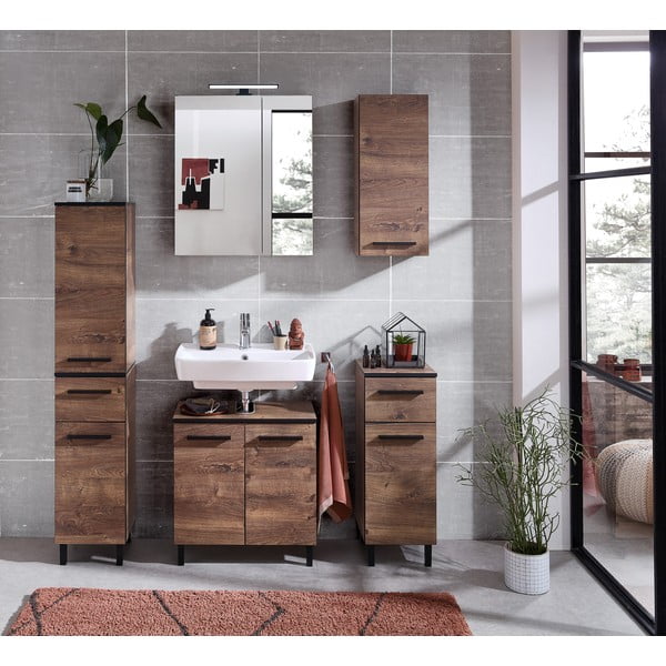 Кафяв шкаф под умивалника в дъб 60x53 cm Set 374 - Pelipal-image-4