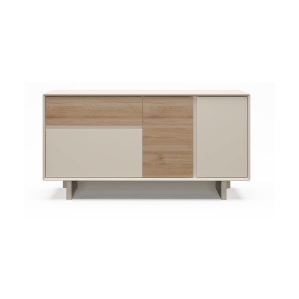 Скрин от дъбов декор бежов и естествен цвят 146x76x45 cm Carpi – Marckeric