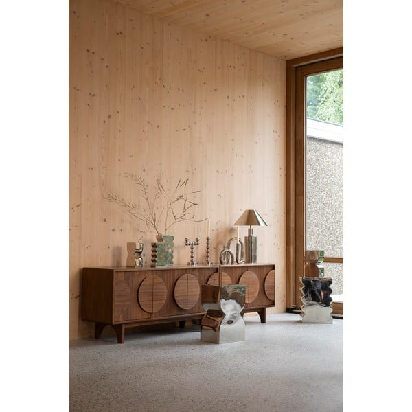 Кафяв нисък скрин от декор от орех 120x58 cm Groove – Zuiver-image-1