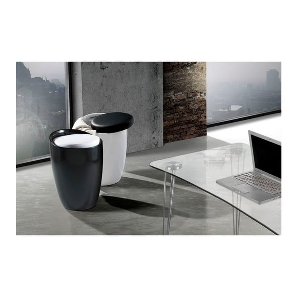 Черно-бяла табуретка с място за съхранение Възглавница - Tomasucci-image-3