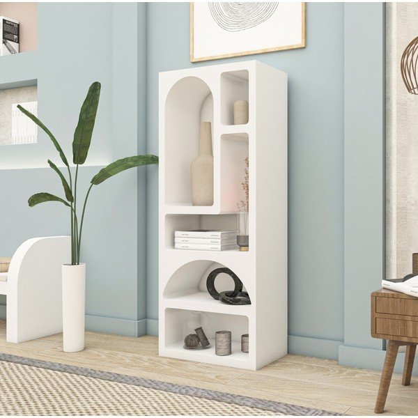 Бяла библиотека 60x150 cm Lorin – Kalune Design-image-1