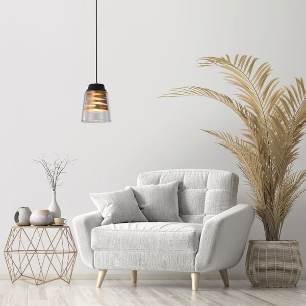 Черно висящо осветително тяло със стъклен абажур Fresno - Candellux Lighting-image-1