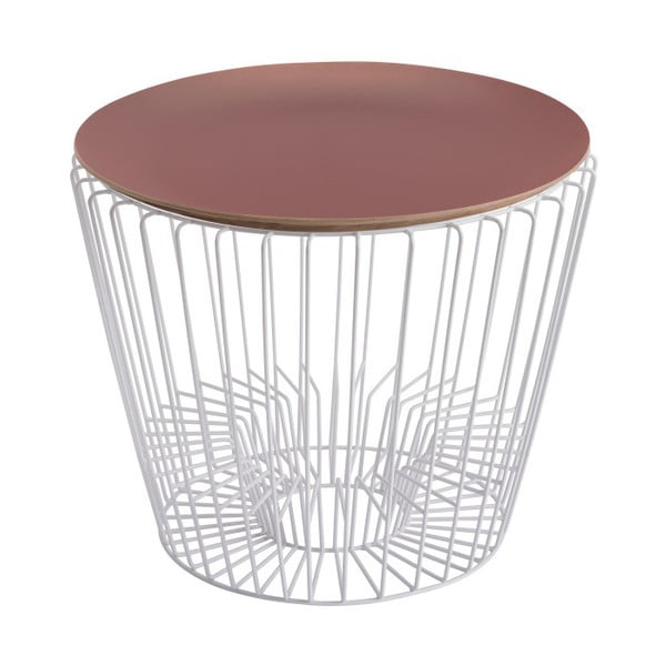 Odkládací stolek z lakovaného kovu s růžovou deskou HARTÔ Ernest, Ø 50 cm