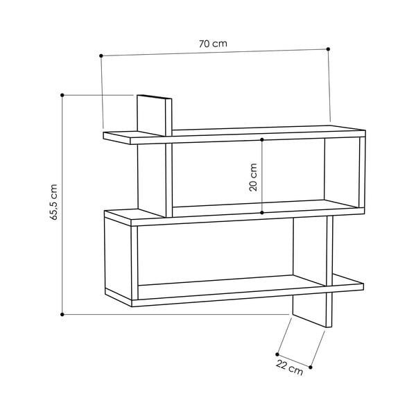Двоен рафт с дъбов декор в естествен цвят 70 cm Paralel - Kalune Design-image-2