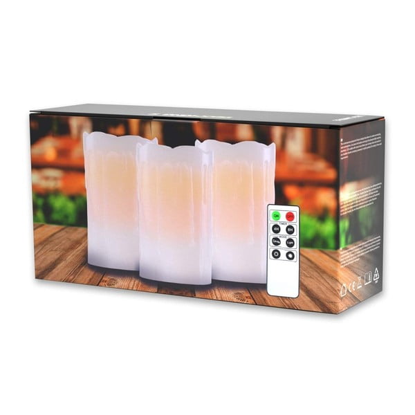 Комплект от 3 LED свещи с дистанционно управление Капчица, височина 12,5 см Dripwax - DecoKing-image-2