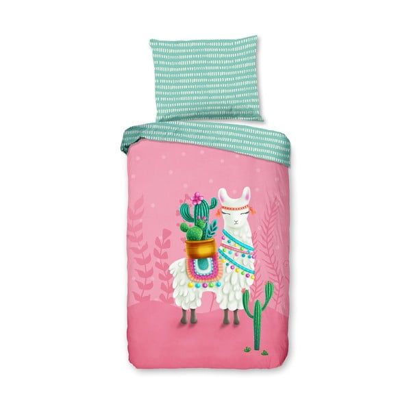 Розово-тюркоазено единично  памучно детско спално бельо 140x200 cm Lalama – Good Morning