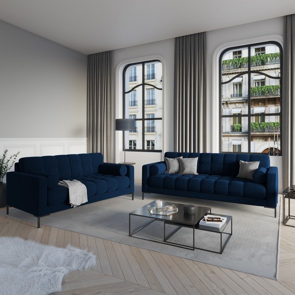 Тъмносин кадифен диван Bali - Cosmopolitan Design-image-1