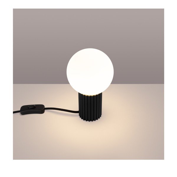 Черна настолна лампа със стъклен абажур (височина 19 cm) Orbital – Sollux-image-1