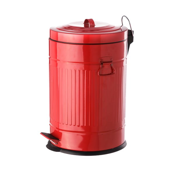 Метална кофа за боклук с червени педали , 20 л Retro - Casa Selección