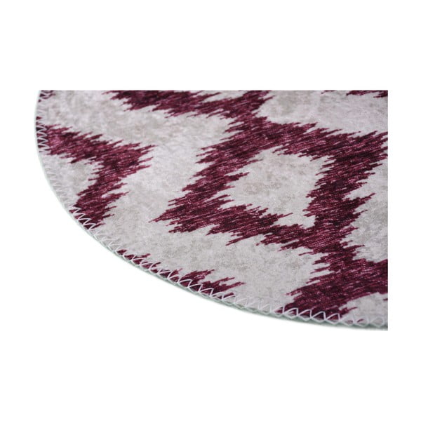 Бордо/бяло кръгъл килим, подходящ за миене ø 100 cm - Vitaus-image-2