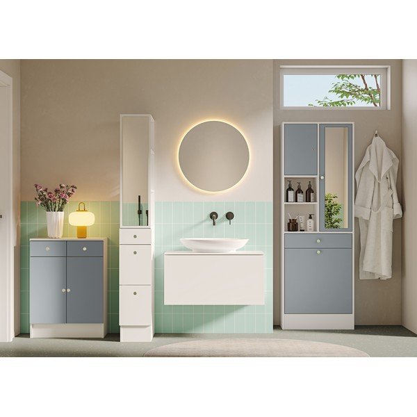 Сиво-бял шкаф за баня 63x181 cm Combi - TemaHome-image-1