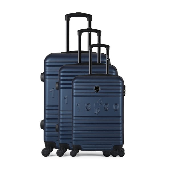 Sada 3 tmavě modrých cestovních kufrů na kolečkách GENTLEMAN FARMER 1990 Valises