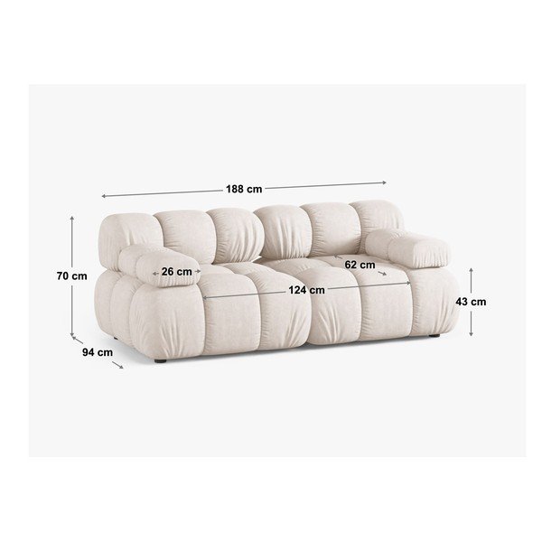 Сив кадифен модулен диван 188 cm – Micadoni -image-4