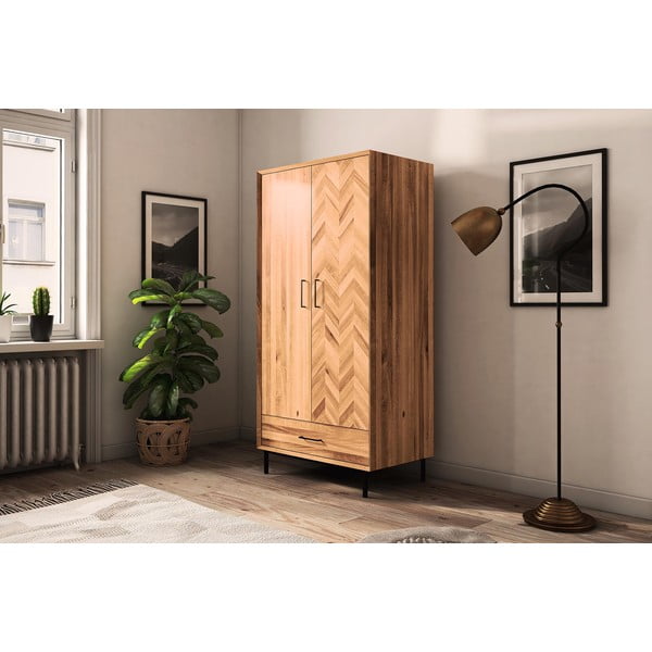 Гардероб от дъбова дървесина в естествен цвят 97x196 cm Abies - The Beds-image-1