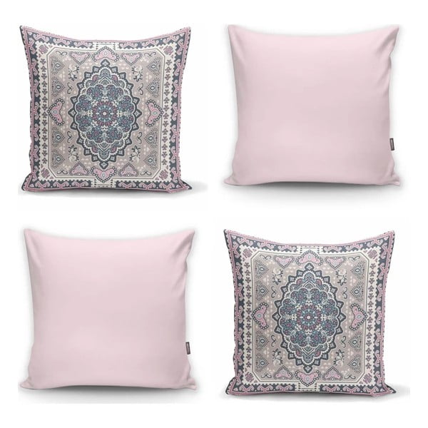 Комплект от 4 декоративни калъфки за възглавници Pink Ethnic, 45 x 45 cm - Minimalist Cushion Covers