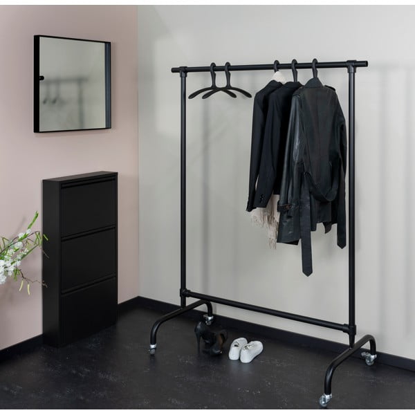 Черен метален мобилен стелаж за дрехи Luuk - Spinder Design-image-1