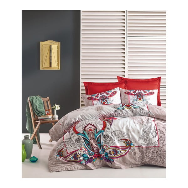 Спално бельо от памучен сатен с чаршаф за двойно легло Quido, 200 x 220 cm - Unknown