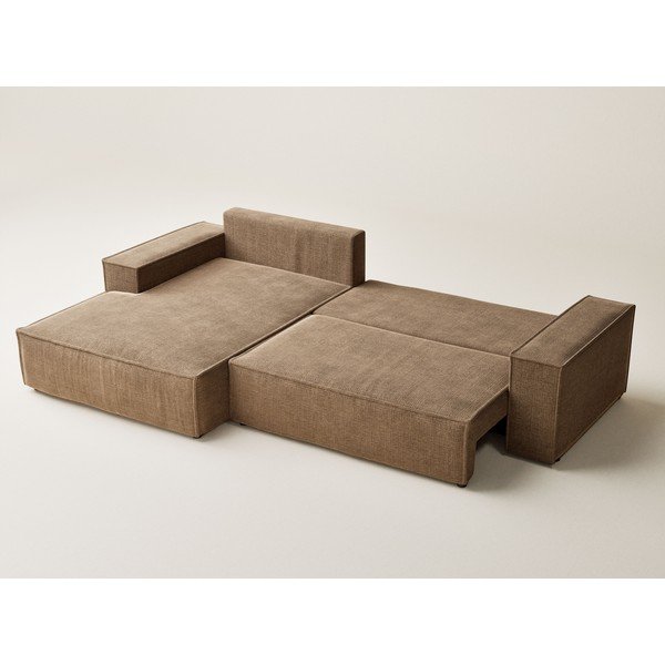 Светлокафяв шенилов сгъваем/с място за съхранение ъглов диван (ляв ъгъл) Maze – Maison de Rêve-image-4