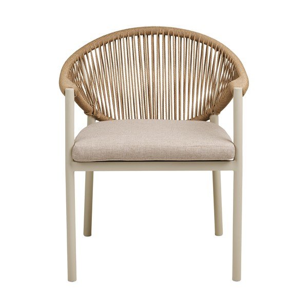 Бежов градински стол метален/подплатен Abela – House Nordic-image-2