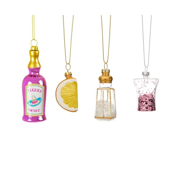 Стъклени коледни украси в комплект от 4 бр. Tequila – Sass & Belle