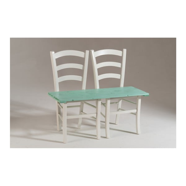 Bílo-zelená dřevěná lavice pro dva Castagnetti Fir