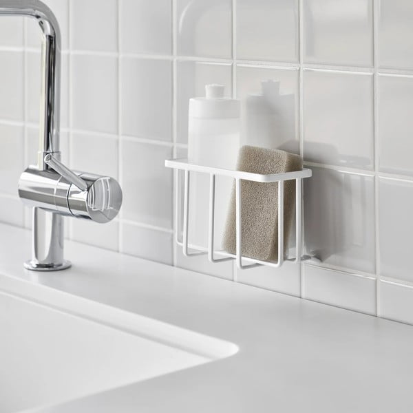 Бяла метална стойка за перилни препарати без пробиване Film Hook – YAMAZAKI-image-2