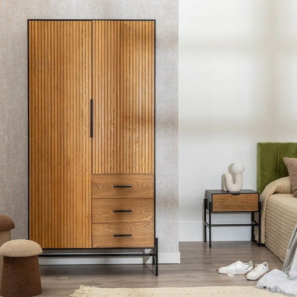 Гардероб от декор от ясен в естествен цвят 104x203 cm – Ixia-image-1