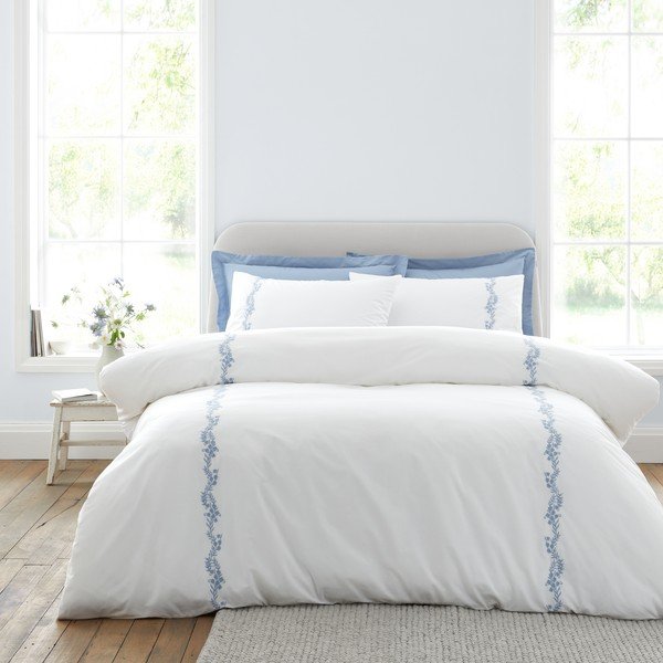 Бяло двойно  3 части спално бельо от памук перкал 200x200 cm Camille Embroidered Floral – Bianca-image-2