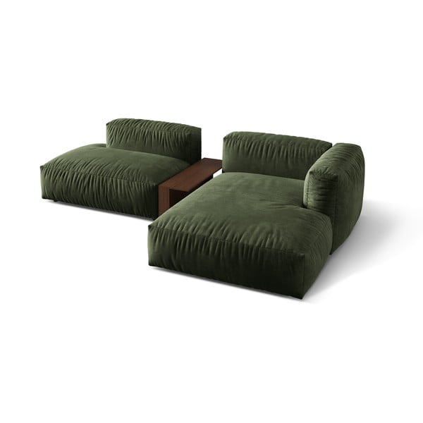 Зелен кадифен модулен ъглов диван (десен ъгъл) Martina – Micadoni -image-2