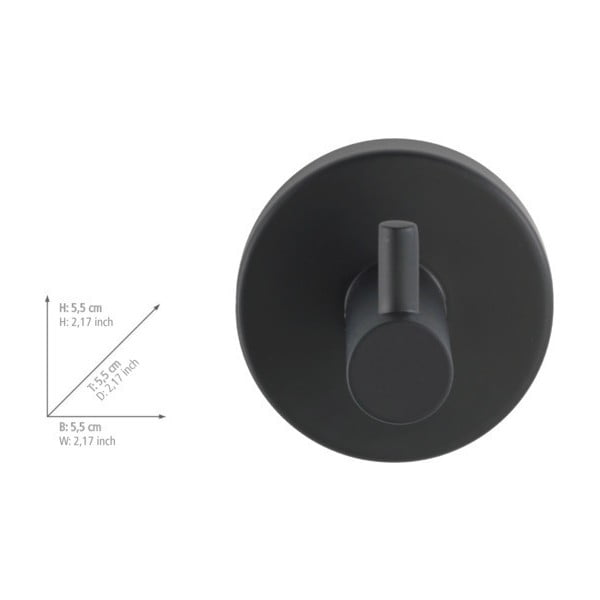 Матово черно самозалепваща кука от неръждаема стомана Bosio – Wenko-image-1