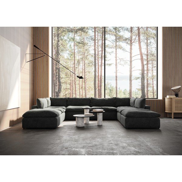 Тъмносив ъглов U-образен диван Moonlight - Furninova-image-1