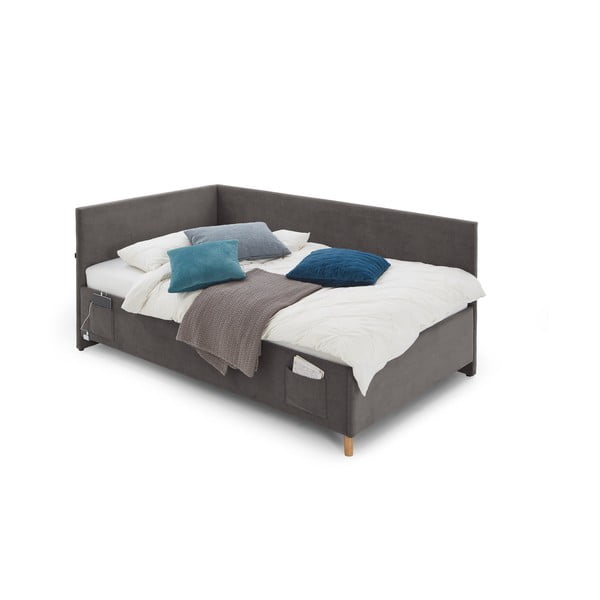 Антрацитно тапицирано ъглово детско легло 120x200 cm без ламелно дъно Cool – Meise Möbel-image-3