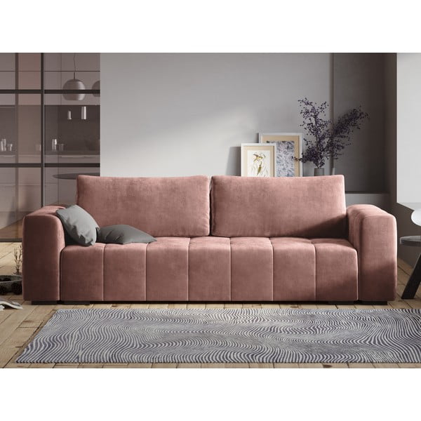 Розов кадифен разтегателен диван Luca - Milo Casa-image-1