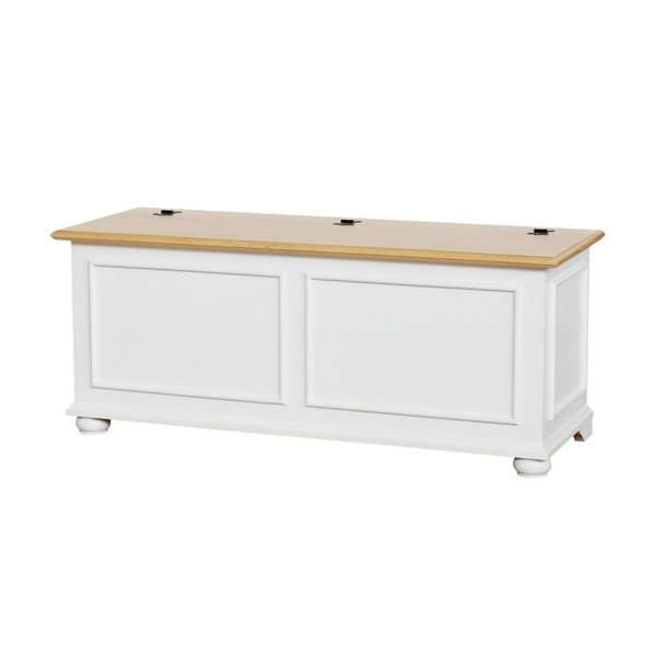 Бял скрин за съхранение с дървен капак Nara - Unknown