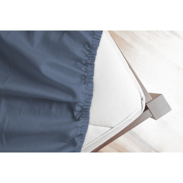 Син еластичен фланелен чаршаф 180x200 cm – Good Morning-image-1