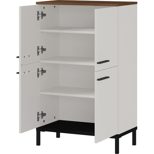 Сив и бежов висок шкаф за баня от орех 60x97 cm Yonkers - Germania-image-3